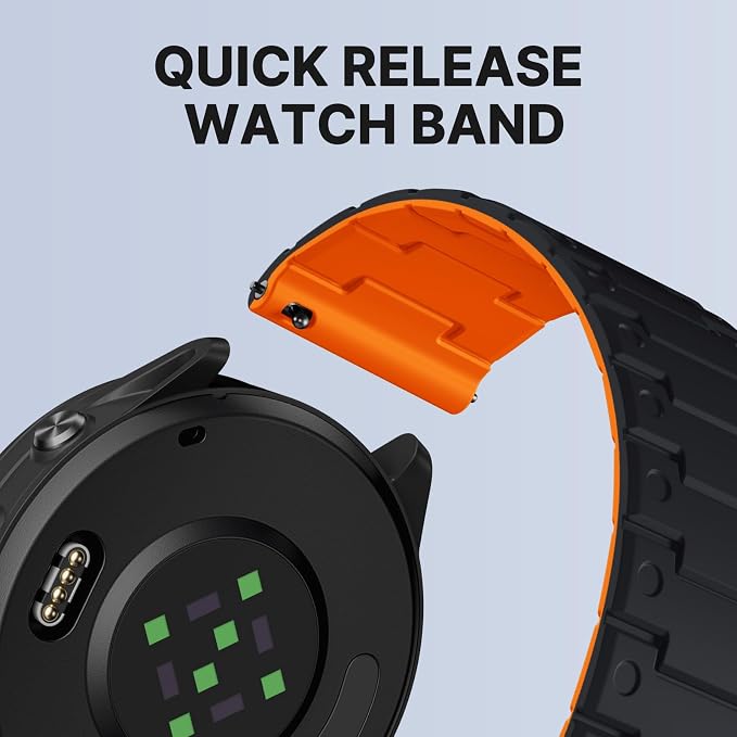 Bandletic Sport Strong Magnets Strap - 22mm Quick Release Watch Band, Breathable Soft Outdoor Rugged Strong Magnet Straps Replacement Compatible with Samsung Galaxy Watch Band, Black/Orange