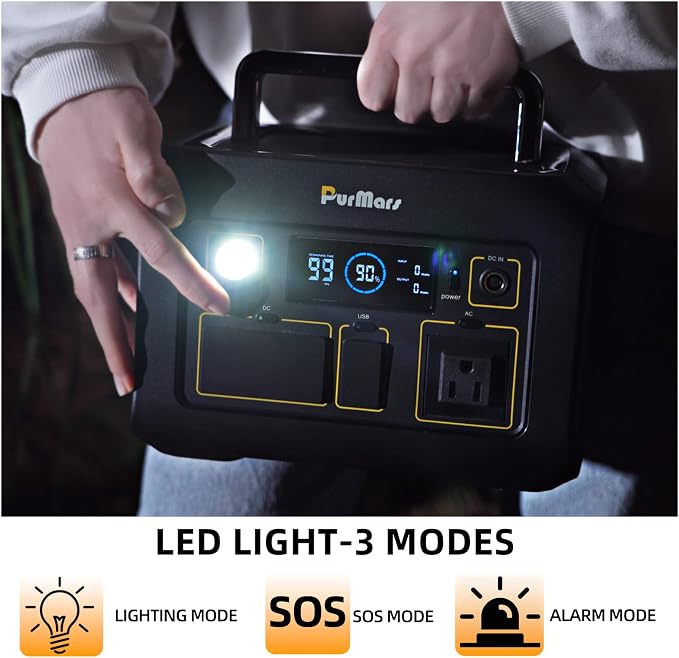 Portable Power Station 300W(Peak 500W),288Wh (90,000mAh) Solar Generator with 110V Pure Sine Wave AC Outlet,lifepo4 battery portable power bank for Outdoor Camping, Traveling,and Emergencies