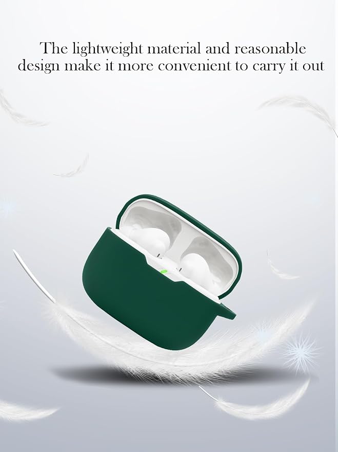 Case for JBL Vibe Beam 2 True Wireless Noise Cancelling Earbuds,Soft Protective,BOVUGAC Silicone Case Cover with Keychain & Cleaning Kit & Lanyard for JBL Vibe Beam 2-Green