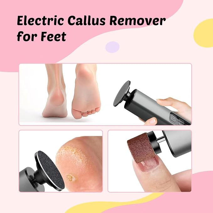 Electric Foot Callus Remover, 9-Speed for Dead Skin, Aluminum Alloy, Nano Glass Disc, Type-C Rechargeable, Replacement Discs, Storage Case – Spa Pedicure, Relaxing Self-Care (Gunmetal)