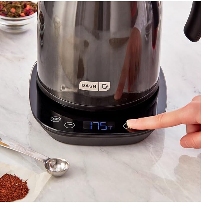 Dash Insulated Electric Kettle, 1.7L Stainless Steel Tea Kettle with Temperature Control, Keep Warm, Digital Display, Cool-Touch Exterior, Hot Water for Tea & Coffee, 1500W