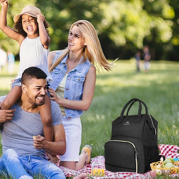 MATEIN Lunch Backpack for Women, Insulated Cooler Backpack Lunch Bag for Men, 15.6 Inch Leakproof Laptop College Tote Work Bag Teacher Nurse Picnic Office Commuter Travel, Black