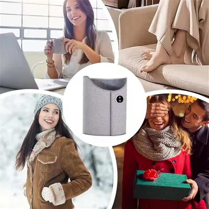 Portable Leg Warmer with Soft Blanket Under Desk Leg Foot Knee Heater Quiet Foot Warmer Winter Foot Warmer 60 Degree Small Space Heater Portable Space Heater for Office and Home (Gray)