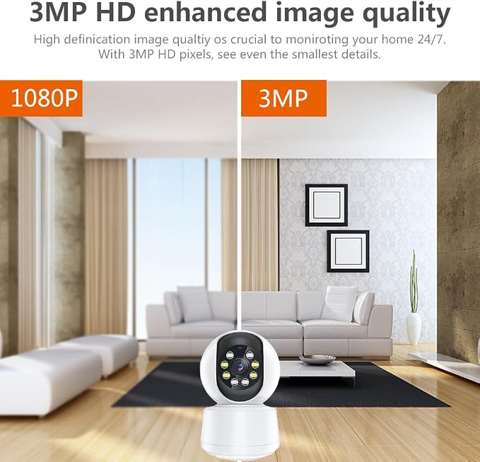 EVERSECU HD 2K 3.0MP WiFi Home Security Camera, 2.4G&5G WiFi Dog Camera, Humanoid Auto Tracking, 2 Way Audio, Night Vision, Compatible with Alexa, Baby Monitor Elder Pet Camera