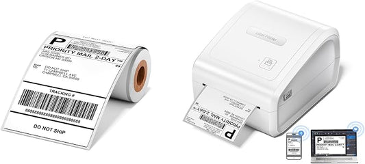 D550 Pro Bluetooth Shipping Label Printer&100Pcs 4x6 Shipping Address Label,Wireless Thermal Labels Printers for Small Business,Office, Home,Support Bluetooth/Ethernet/USB