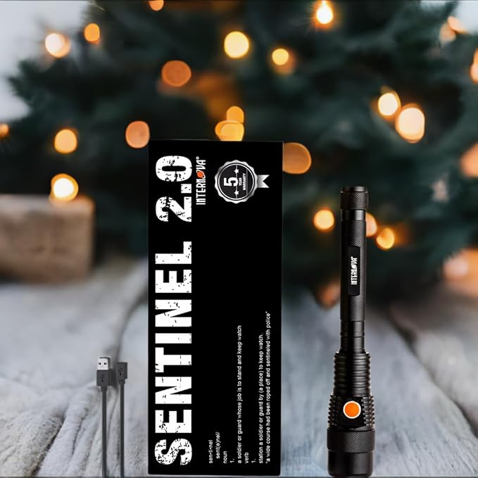 INTERNOVA® Sentinel 2000 Lumen Rechargeable Flashlight 10.5 Inches - LED Flashlight Includes USB Cord & Magnetic Sealed Gift Box