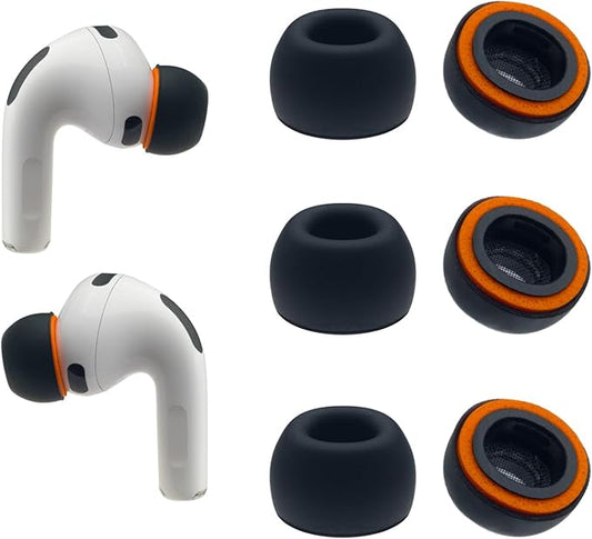 Klowcok Replacement Memory Foam Ear Tips for AirPods Pro 3 Silicone Shield, Compatible with AirPods Pro3 3rd Generation 2025, Fit in The Charging Case, 3 Pairs Black (Small)