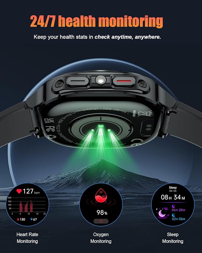 Military Smart Watches for Men(Answer/Make Calls), 1.39" HD Fitness Watch, 24/7 Heart Rate Sleep Monitor, Smart Watch for Men,114+ Sport Modes, IP68 Waterproof Smartwatch for Android iOS, 30Day, Black