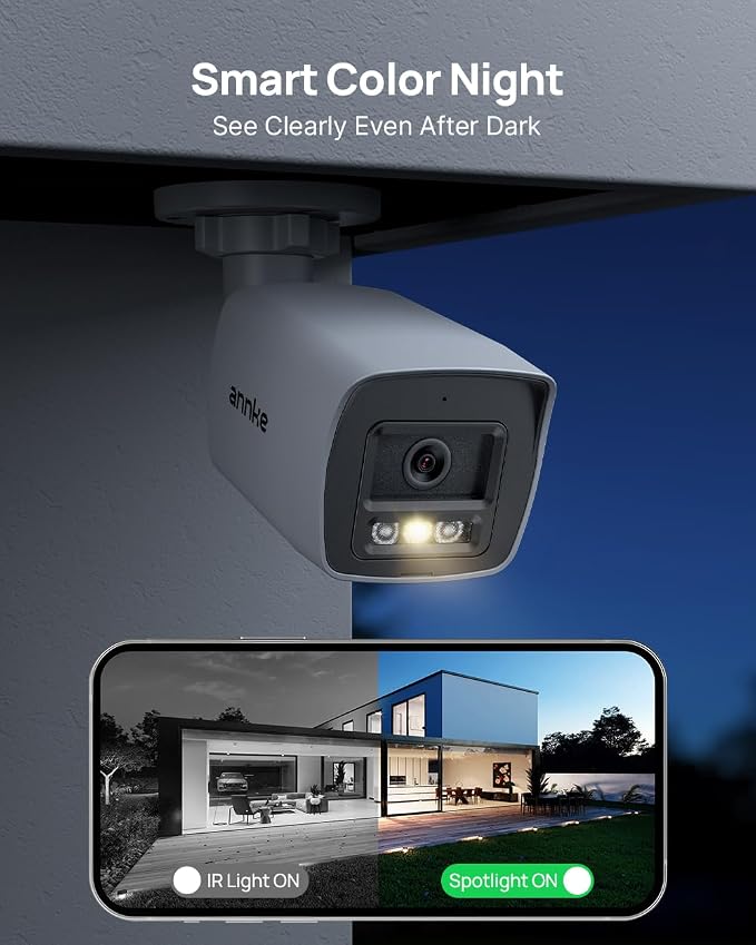ANNKE Security 4K 8MP PoE Camera, Surveillance Outdoor AI IP Cam with Mic/Audio, AI Human/Vehicle Detection, Smart Dual Light, IP67, H.265+, Up to 512GB Storage, 4mm Lens, Color Night Vision