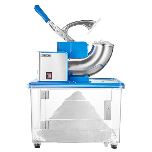 VEVOR 110V Commercial Ice Crusher 661LBS/H, ETL Approved 300W Electric Snow Cone Machine with Dual Blades, Stainless Steel Shaved Ice Machine with Safety On/Off Switch for Family, Restaurants, Bars