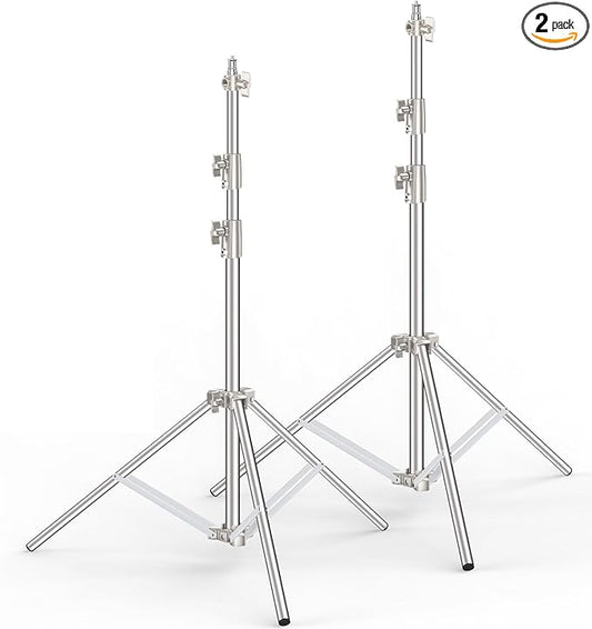 Anautin 9.2 FT Stainless Steel Light Stand Photography, 2 Pack Heavy Duty Photography Tripod Stand with 1/4” to 3/8” Screw Adapter for Strobe,LED Video Light,Ring Light, Monolight, Softbox