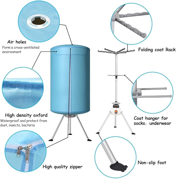 COSTWAY Portable Clothes Dryer, Ventless Laundry Dryer, Hot Drying Machine with Heater for Home & Dorms