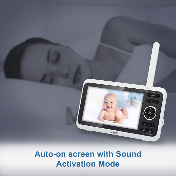 VTech Baby Monitor with 2 Cameras No WiFi & 5" Screen – Split-Screen, Patrol Mode, Night Vision, Two-Way Talk, Temperature Sensor, Lullabies, 1000ft Range | VM350-2