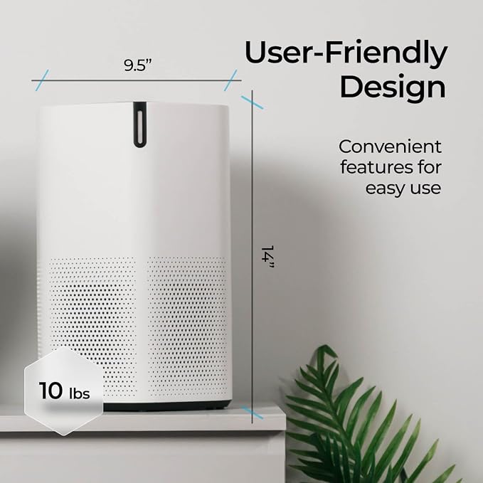 SonoHealth AirPro Purifier for Home and Bedroom | HEPA 14 Filter | Ultra-Quiet Air Cleaner | Activated Carbon Filter and Essential Oil Diffuser - 1 Pack