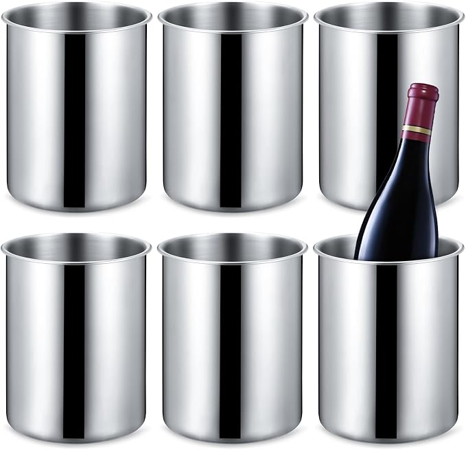 Domensi 6 Pcs Wine Chiller Bucket 750 ML Champagne Bucket Stainless Steel Wine Chillers for Bottles Keeps Cold for Hours Cooler Insulated Champagne Beer Ice Bucket