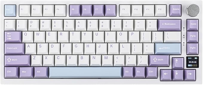EPOMAKER Ajazz AK820 Pro 75% Wireless Mechanical Keyboard with TFT Smart Display&Knob, Gasket-Mounted Gaming Keyboard, BT/2.4GHz/USB-C Wired (Purple, Gift Switch)