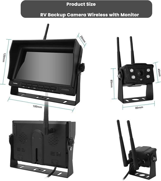 Wireless Backup Camera for Trucks – Front & Rear View, Loop Recording, Split Screen, Blind Spot Monitoring, IP69K Waterproof, Easy DIY Install