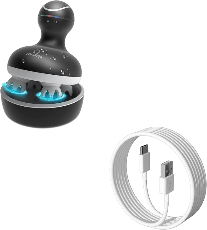 COMFIER Electric Scalp Massager, Waterproof Head Massage & USB Cable 1M,Type C Charger Cord, Charging Cable