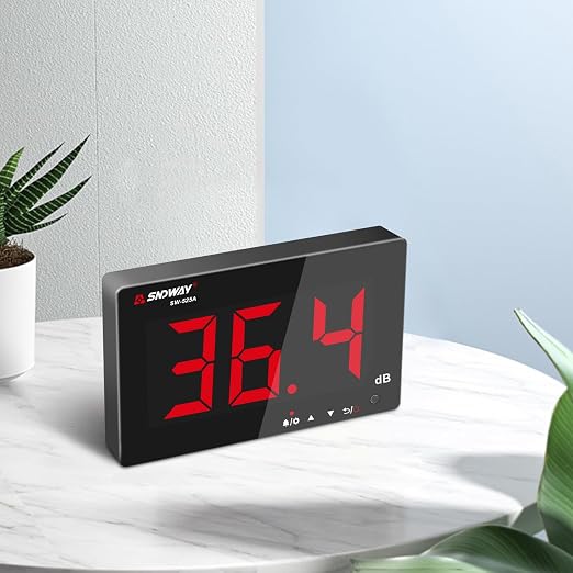 Decibel Meter 30dB-130dB, Wall Mounted Hanging Sound Level Meter for Classroom Noise, Large Screen SPL Meter with Alarm, USB Powered Noise Tester for Public Area/Restaurant