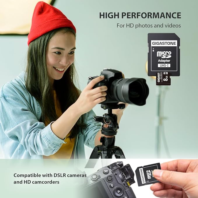 GIGASTONE 8GB 100-Pack Micro SD Card, Full HD Video, Surveillance Security Cam Action Camera Drone, 80MB/s Micro SDHC Class 10