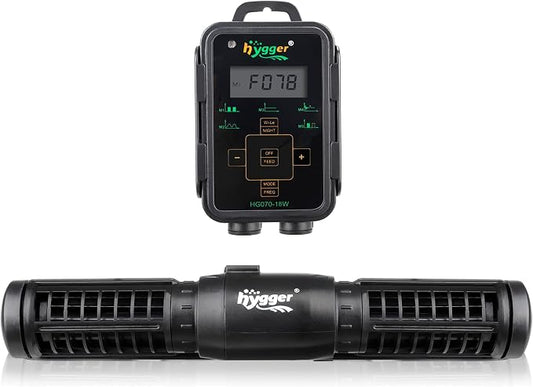 hygger Aquarium Wave Maker, Adjustable Cross Flow Pump with LED Display Controller, Magnetic DC 24V Aquarium Powerhead for Freshwater and Marine Reef Aquariums Up to 135 Gallon (18w)