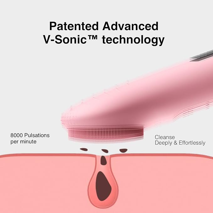 NågraCoola CLIE Facial Cleansing Brush, Waterproof and Rechargeable Electric Face Scrubber for Men & Women, Exfoliating, Massaging, and Cleansing - Pink