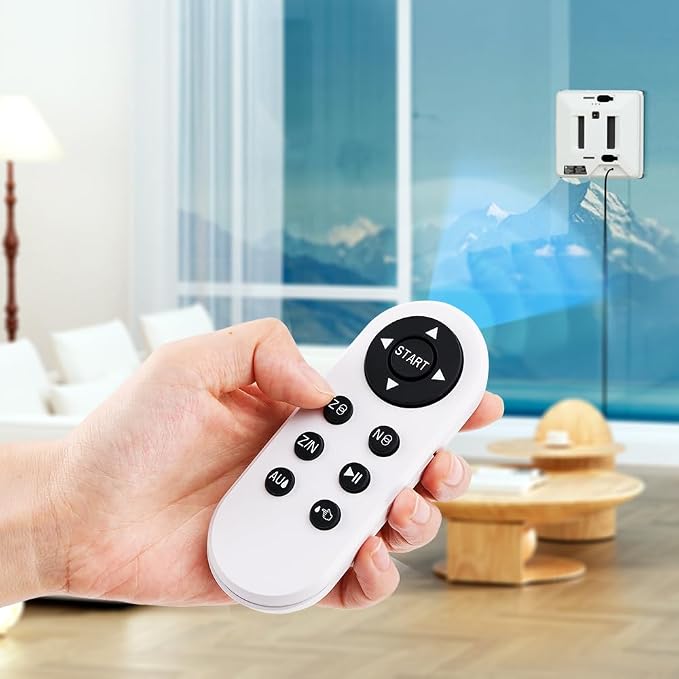 Automatic Window Cleaning Robot - 3000Pa Suction, 2 Spray Nozzles, 60ml Tank, Edge/Obstacle Detection, Anti-Fall, Remote Control, 3 Smart Cleaning Modes for High Windows Mirror Glass Door