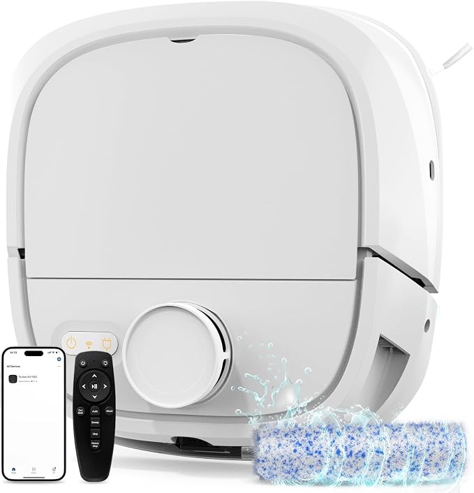 Robot Vacuum and Mop Combo, LiDAR Mapping Robotic Vacuum Cleaner for Pet Hair, Vacuum & Mop at the Same Time, No-Go Zones, Room Select, Multi-Floor Maps, 240-Min Runtime, App & Voice Control (2.4GHz)