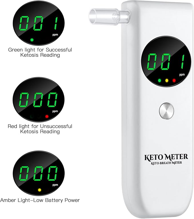 Ketosis Breath Meter for Tracking Your ketosis - Professional Home Ketone Breath Analyzer Portable Ketone Breath Monitors Tester for Accurate Testing with Includes 10 Mouthpieces