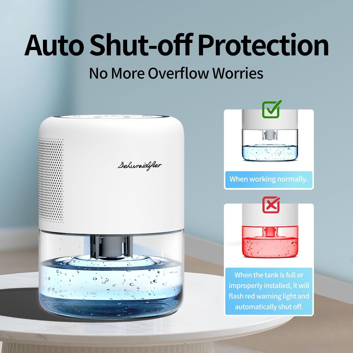 44oz(1.3L) Small Dehumidifier for Home, Auto-Off Quiet Portable Dehumidifier with 3 Modes, 10 Color Lights, 4 Timer Settings for Bedroom Bathroom Closet (215 sq.ft)