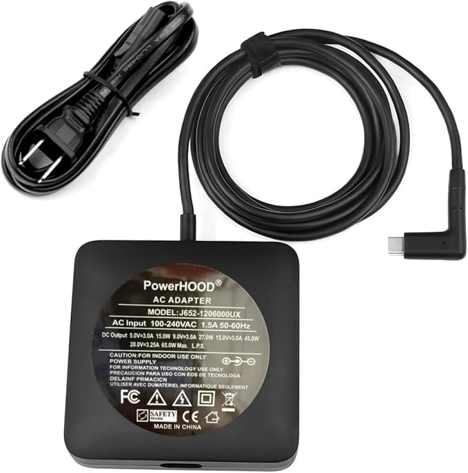 20V USB-C Adapter for Woojer Vest 3 4 WJRV4-101 WJRV3101 WJRV4101 WJRV3-101 WJRV3-101N WJRV3-101NM Haptic Vest 20volt 20.0 Volts 65W Type-C Power Supply Cord Charger Cable