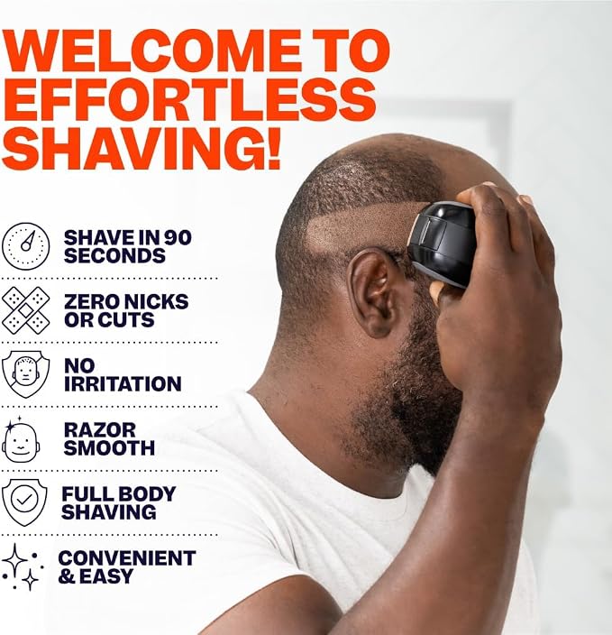 Freebird Electric Head & Body Hair Shaver - Mens Cordless Waterproof Razor with Rotary Blades (FlexSeries, Shaver Kit + One Blade Refill)