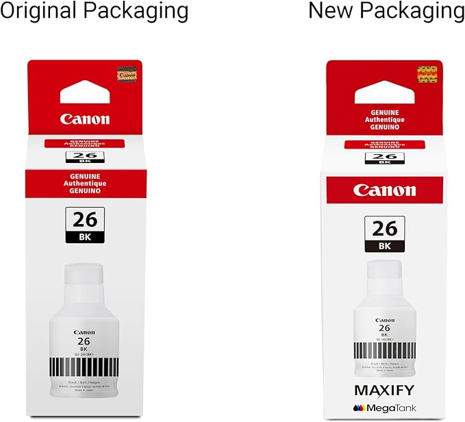 Canon GI-26 Black Ink Bottle, Compatible to GX7020 and GX6020 Supertank Printers (Pack of 2)