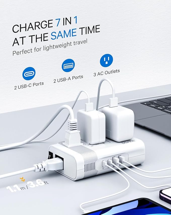 DOACE 350W Voltage Converter US to Europe - 220V to 110V Converter for European Travel, Power Adapter Combo with PD Chargers for Hair Straightener Shaver Toothbrush CPAP Laptop Camera Phone