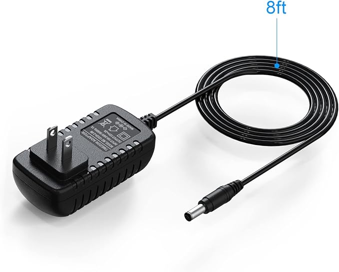 TMEZON 4 Pack DC 12V 12 Volt 2A Power Supply Adapter AC 100-240V to DC 12V Transformers, Switching Power Supply, 24W Max, 2.1mm X 5.5mm US Wall Plug Extra Long 8 Foot Cord