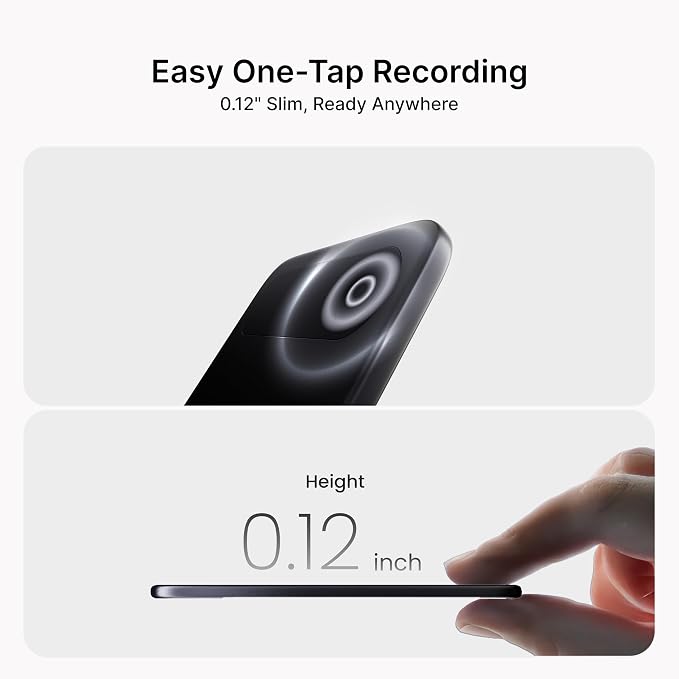 Comulytic Note Pro AI Voice Recorder, AI Note Taker w/Unlimited Transcribe & Summarize, App Control Digital Video Recorder, Support 113 Languages & Ultra-Slim for Meetings, Calls, Lectures Dark Black