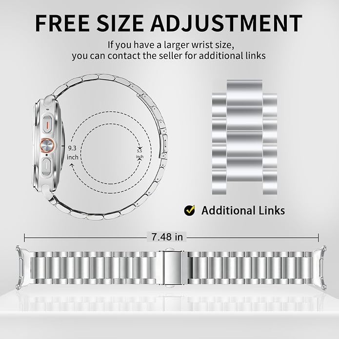 GOLDTOLUCK No Gap Stainless Steel Band Compatible with Samsung Galaxy Watch 8 7 6 5 4 Classic FE Pro Ultra 40mm 44mm 46mm 43mm 47mm 45mm 42mm Replacement Men Women Milanese Metal Elegant Casual