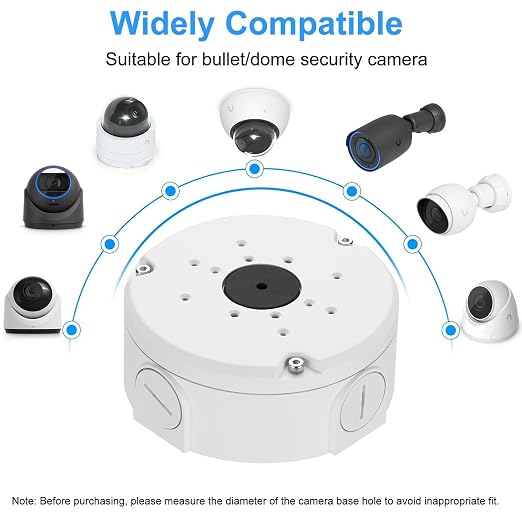 Metal Junction Box Mount for Ubiquiti Unifi Camera, White | Metal, Compatible with Unifi Dome Turret Bullet Cameras, G3, G4, G5, G6, AI, Pro,Anti falling rope