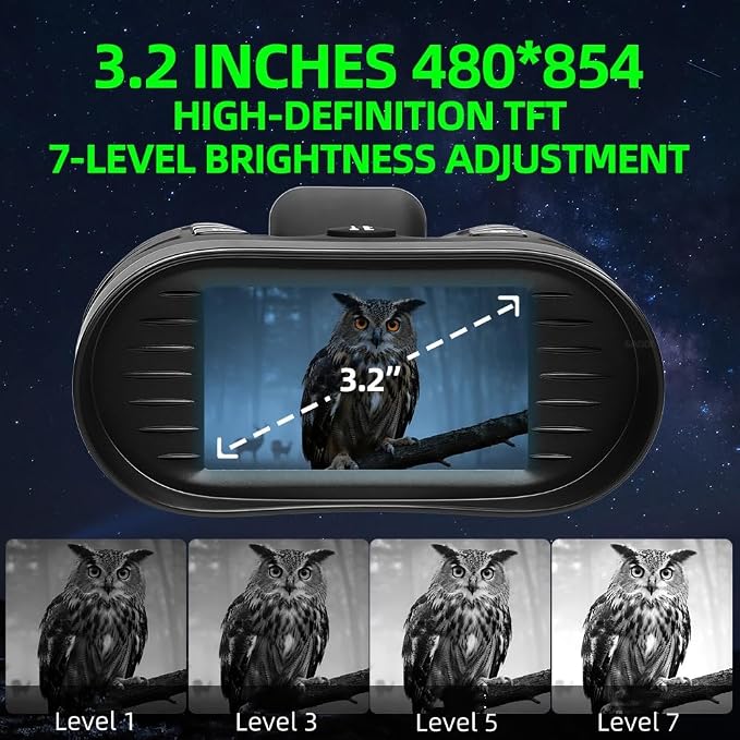 Night Vision Goggles with Rangefinder, 4K Night Vision Binoculars for Adult with 3.2''HD Screen & 4500mAh Rechargeable Battery, 64GB TF Card, 1600FT Viewing Range for Hunting, Camping