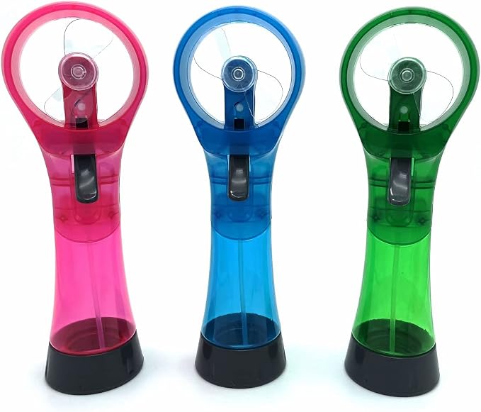 BJPEY Water Misting Fans Portable Personal Handheld Spray Fan Cooling Outdoor Cooler, Pack of 3 (Blue/Green/Pink)