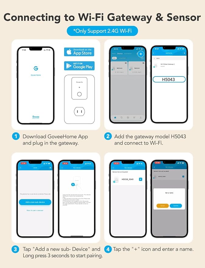 GoveeLife Premium Smart Water Leak Detector 2 with 1968ft Ultra-Long Range, WiFi Water Sensor with SMS/Email/APP Push and Sound Alarm, 5-Year Battery Life, Suitable for Home, Basement, Kitchen, 3 Pack