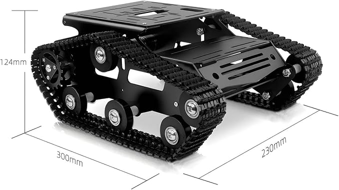 Robot Tracked Tank Car Chassis, Shock Absorbing Robot Chassis Full-Metal Robotic Moving Platform Track for Raspberry Pi Arduino Jetson Microb DIY Maker Smart Car Learning Kit