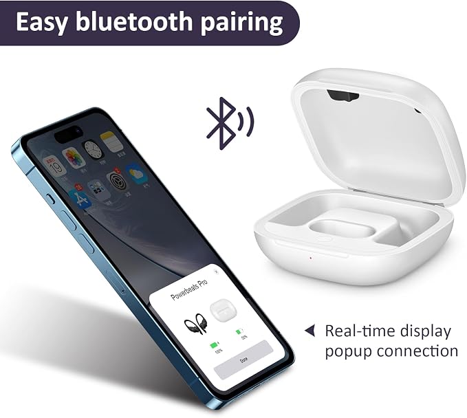 Replacement Charging Case Compatible for Powerbeats Pro, Charger Case with Bluetooth Pairing Sync Button, 700 mAh Built-in Battery, Capable of Charging 3 Times