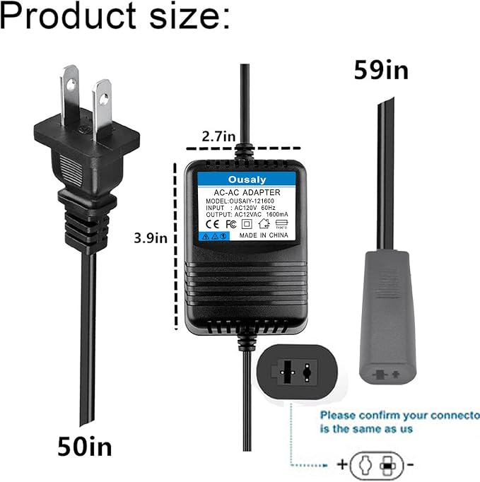 12VAC 2-Prong AC Power Adapter for IKEA Modul APC481848 ABN481803 AEN 542231 AEN542231,for IKEA Light Lamp Finecom AD-1200850AU-1 YD-10C 12VAC 834mA 850mA Transformer Power Supply Charger