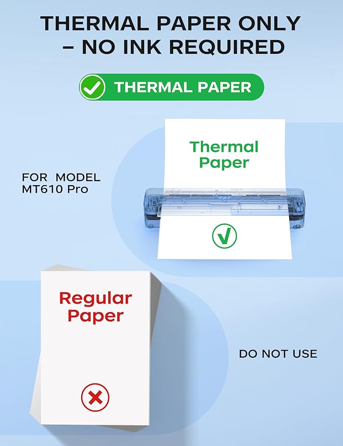PRT Portable Printer Wireless for Travel, Inkless Bluetooth Small Mobile Thermal Printer, Support 8.5" X 11", A4, Compatible with Phone, Laptop for Home Use, Vehicles, Valentine's Day Gift, White