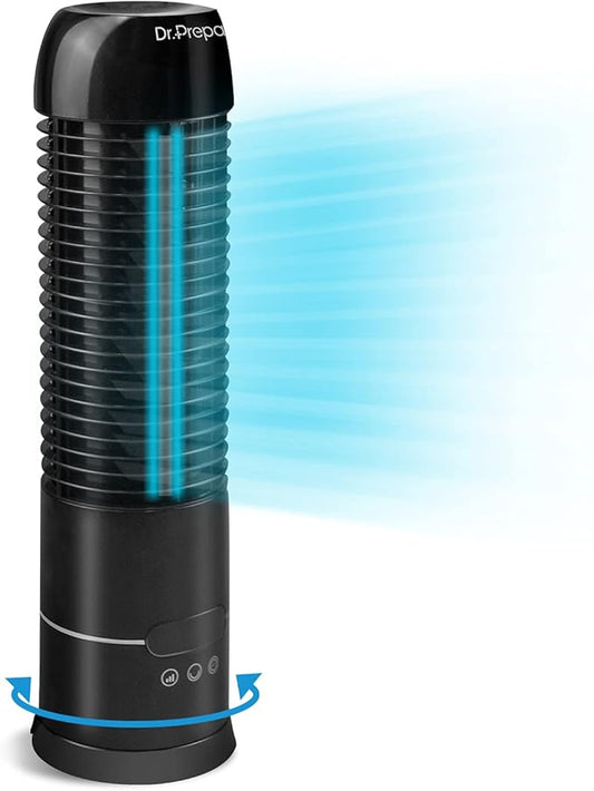 DR.PREPARE 16" Tower Fan, 70° Oscillating Desk Fan, 3 Speeds with Timers, Personal Small Fans, Portable Bladeless Table Fans for Home, Office