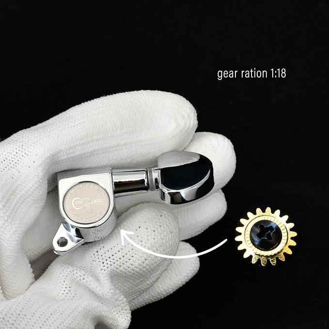 FXJXB 18:1 Guitar Tuning Pegs 3x3 Guitar Tuners Tuning Mahines Replacement for Acoustic or Electric guitars-Chrome(3R+3L)