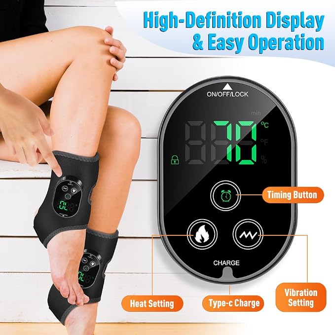 2-Pack Cordless Foot and Ankle Massager, Ankle Heating Pad with Massage, 6 Heat Levels & 3 Massage Modes with Timer (Black)