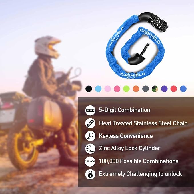 Bike Chain Lock Security 5 Digit Resettable Combination, 51.2 inches Heavy Duty Anti Theft Lock Chain for Bicycle, Motocycle, Scooter, Gate, Fence (Blue, 4.2ft)