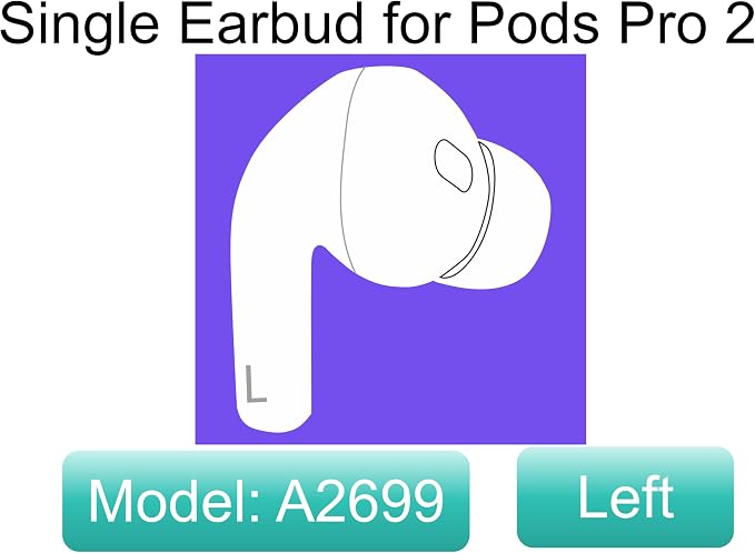 Meenova Genuine A2699, One Left Ear Side Replacement Only, OEM Single Left Earbuds, A2698, for Air Pro (2nd Generation) Lightning Version, Compatible with Original Pods Pro 2 Case EarPads, Not New